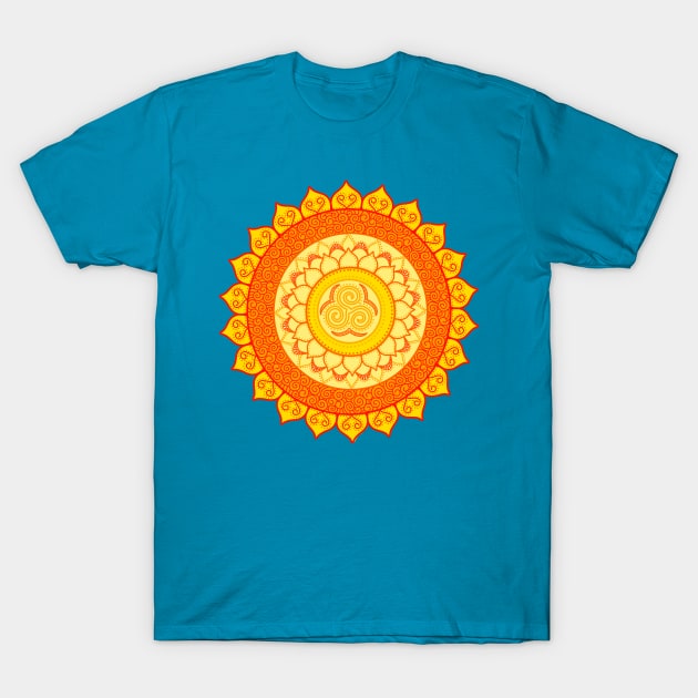 Sun sea spirals mandala orange T-Shirt by HazImagination